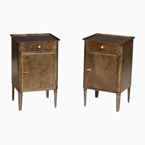 Metal Industrial Bedside Tables, Former Czechoslovakia, 1960s, Set of 2