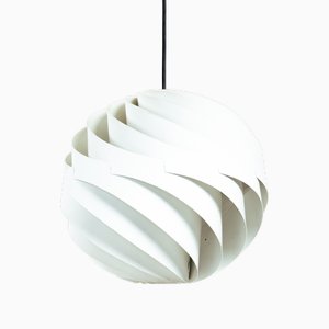 Lampada a sospensione Space Age Turbo White Moon di Louis Weisdorf per Lyfa, Danimarca, 1965