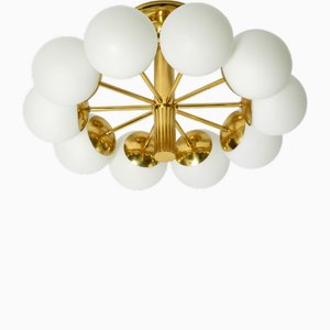 Vintage Space Age Deckenlampe aus Messing mit Glaskugeln von Kaiser Leuchten, 1960er