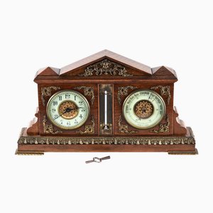 Set d'Horloges de Bureau et Baromètre Antiques, 1900