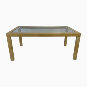 Italian Art Deco Table in Parchment and Glass attributed Aldo Tura, 1970s