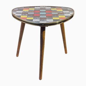 Mid-Century French Flower Stand Side Table with Mosaic Linoleum Table Top, 1960s