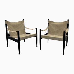 Dänische Mid-Century Safari Stühle von Erik Wørts für Niels Eilersen, 1960er, 2er Set