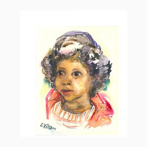 Elly Kötters, Portrait, Watercolor on Paper