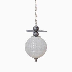 Vintage Pendant Lamp in Metal and Glass, 1970s