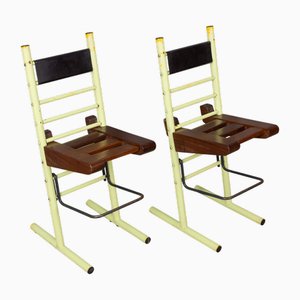 Set of Vintage Stools in Iron and Wood, 1970s