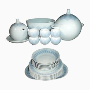 Lotusblaues Porzellangeschirr von Bjørn Wiinblad für Rosenthal, 22 . Set