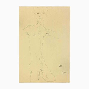 Egon Schiele, desnudo masculino de pie, litografía grande, 1912/2007