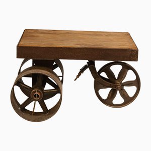 Mid-Century Industrial Serving Table on Wheels, Former Czechoslovakia, 1950s
