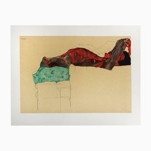 Egon Schiele, Reclining Male Nude, Large Lithograph, 1910 / 2007