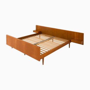 Scandinavian Teak Queen-Size Bed with Bedside Tables from Sannemanns Møbelfabrik, 1960s