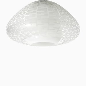 Große Mid-Century Modern Doppelglas Deckenlampe von Wilhelm Wagenfeld für Peill & Putzler, 1950er
