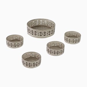 Steingut Tischset aus dem 19. Jh. von Wedgwood, England, 5er Set