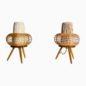 Lampes de Bureau en Bois, 1970s