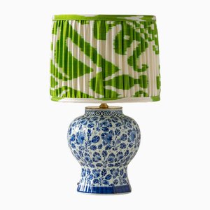 Vintage Table Lamp with Pleated Ikat Shade from Amitabha Studio