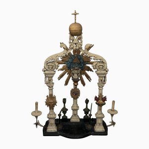 19th Century Masonic Altar in Polychrome Carved Wood