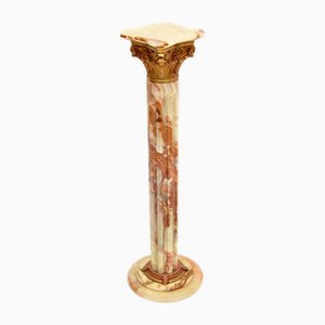 Onyx and Gilt Metal Corinthian Column Pedestal, 1930s