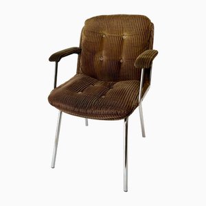 Brown Corduroy Upholstered Chair, Italy, 1960s