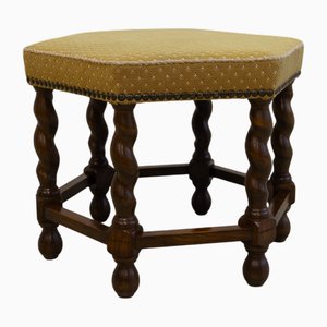 Vintage Danish Hexagonal Oak Stool, 1930s