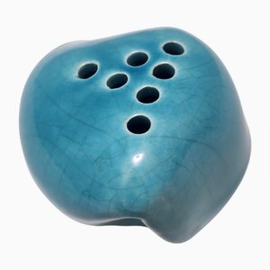 Azurblau lackierte Tulip Vase aus Keramik von Giacomo Onestini für Ernestine Salerno, 1960er