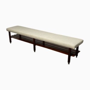 Large Vintage Bench in Teak and Fabric, 1960s