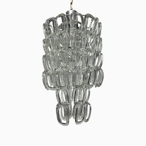 Angelo Mangiarotti zugeschriebener Mid-Century Kronleuchter aus Muranoglas für Vistosi, 1960er