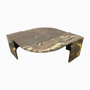 Vintage Square Coffee Table in Gray Green Marble, 1980s