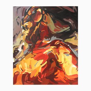 Meliha Yilmaz, Woman with Dog, Oil Painting on Canvas