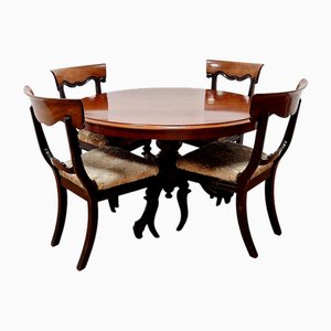 Sail Table with Chairs in Mahogany, Early 19th Century, Set of 5