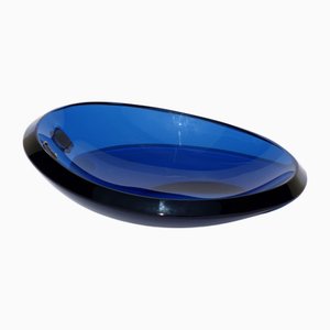 Crystal Arte Space Age Italian Design Blue Glass Bowl, 1970s