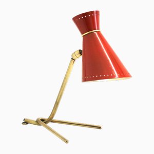 Vintage French Red Diabolo Cocotte Table or Wall Lamp with Tripod Base, 1950s