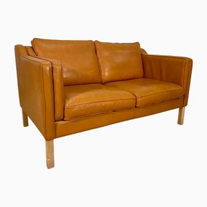 Vintage Danish Tan Leather 2 Person Leather Sofa, 1975