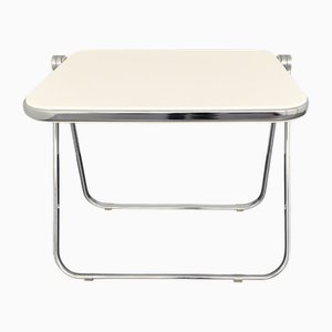Platone Folding Desk in White Plastic and Chrome-Plated Metal by Giancarlo Piretti for Castelli, Italy, 1970s