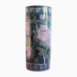 Paragüero italiano vintage con flores verdes, 1975