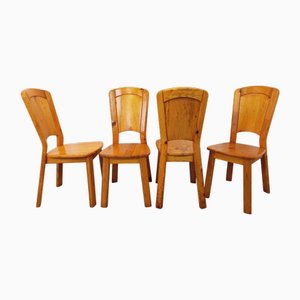 Vintage Stühle aus Kiefernholz von Charlotte Perriand für Les Arcs, 1970er, 4er Set