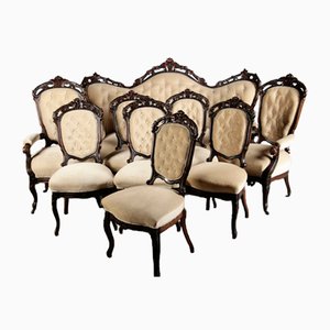 Antique Louis Phillipe Seating Group, 1850, Set of 9