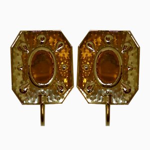 Applique Mid-Century in ottone, Svezia, set di 2