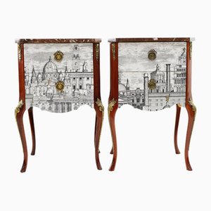 Nightstands with Marble Top from Fornasetti, 1950s, Set of 2