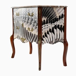 Rococo Chest with Feather Design and Marble Top, 1950s