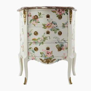 Cassettiera in stile Luigi XV con ripiano in marmo, anni '50