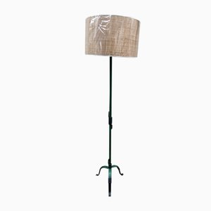 Lampadaire en Cuir Vert par Jacques Adnet, 1950