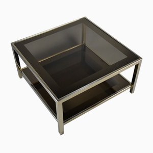 Table Basse Plaquée Or 23 Carats de Belgo Chrome, 1970s