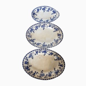 Antique Oval Serving Dishes from Dresden Porcelain, Set of 3