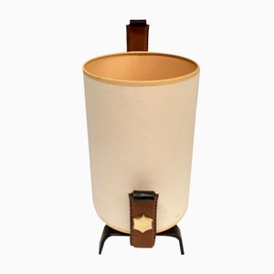 Lampada vintage rivestita in pelle di Jacques Adnet, 1950