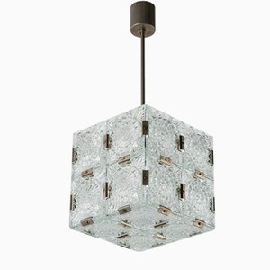 Lampada a sospensione vintage in vetro tagliato di Kamenicky Senov, anni '60