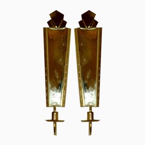 Mid-Century Modern Swedish Brass Sconces by Arvika, Set of 2