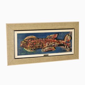 Bertil Gadö, Pesce, anni '60, Olio su pannello, con cornice
