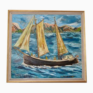John Rudolf Olsson, Goélette à Deux Mâts, 1937, Huile sur Panneau