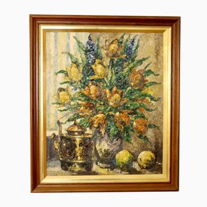 Lars Draabyek, Floral Still Life, 1950s, Oil on Canvas