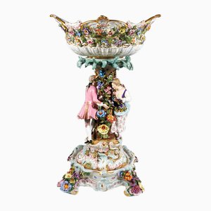 Meissen Splendour Centerpiece with Gallant Couple on Pedestal, Leuteritz, 1870s